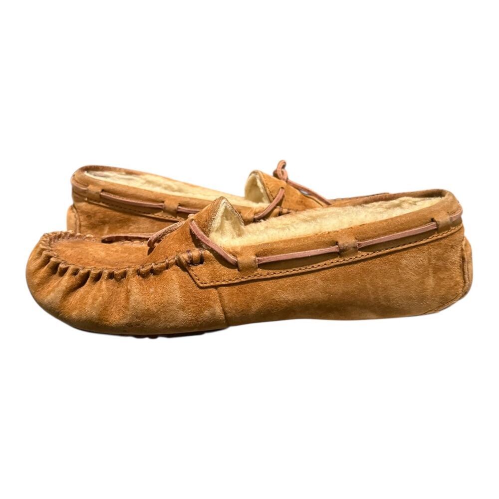 UGG Dakota Moccasin Slippers Womens Size 7 Brown Suede Sherpa Slip On Shoes 5612 - Picture 7 of 9